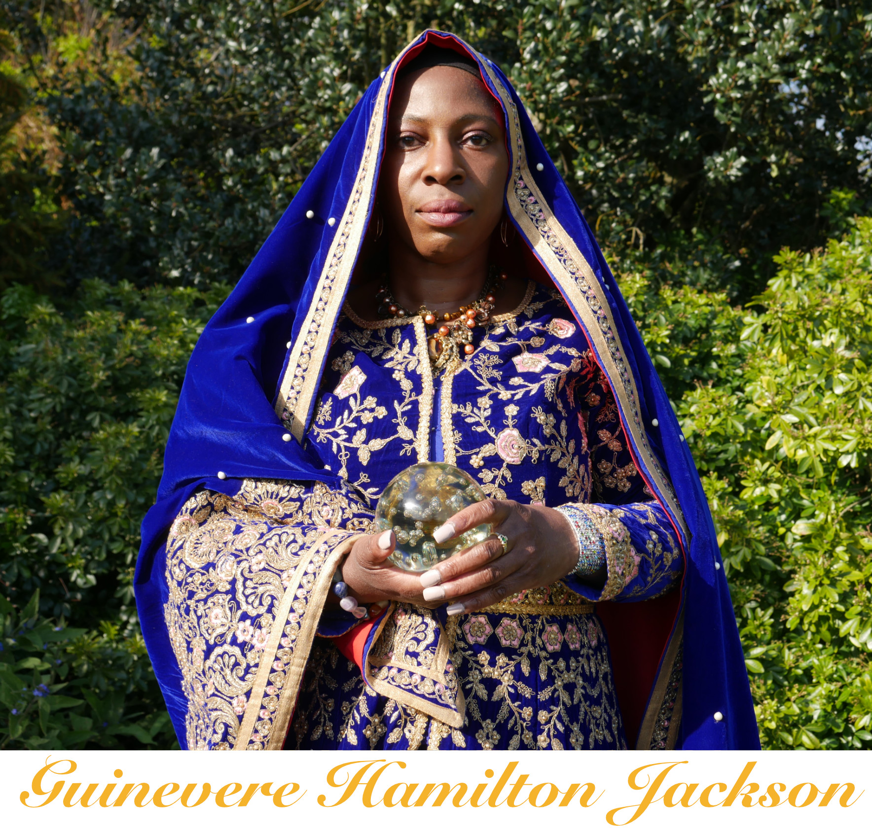Guinevere Hamilton Jackson Red Blue Shawl In The Park